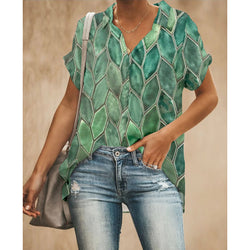 Leaf Green Women Button Up Shirt