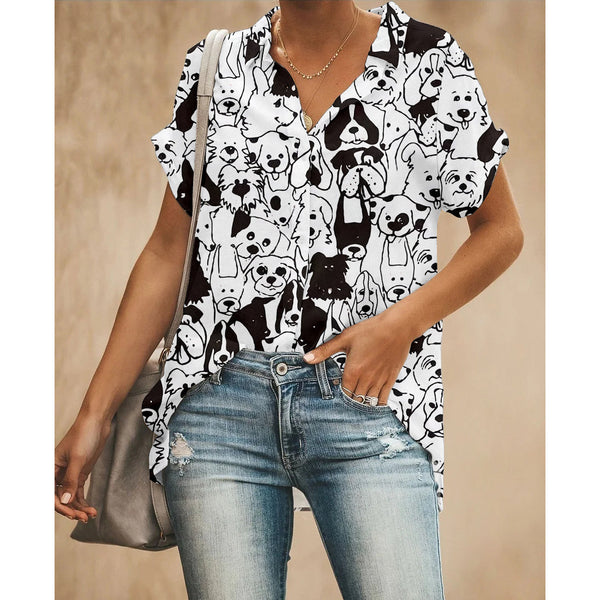 Puppy Women Button Up Shirt