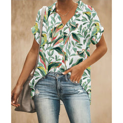 Green Leaf Women Button Up Shirt