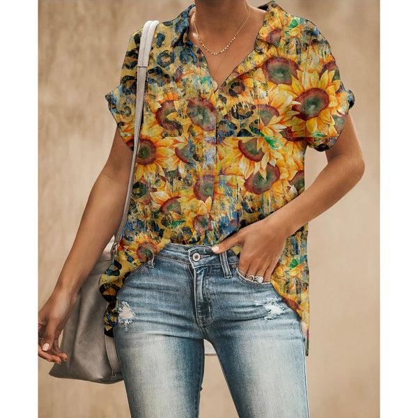 Sunflowers Women Button Up Shirt