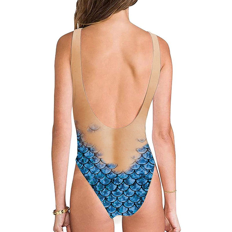 Blue Mermaid Ugly One Piece Bathing Suit