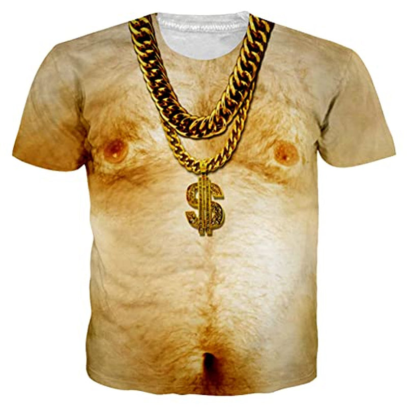 Golden Chain Hairy Chest Funny T Shirt