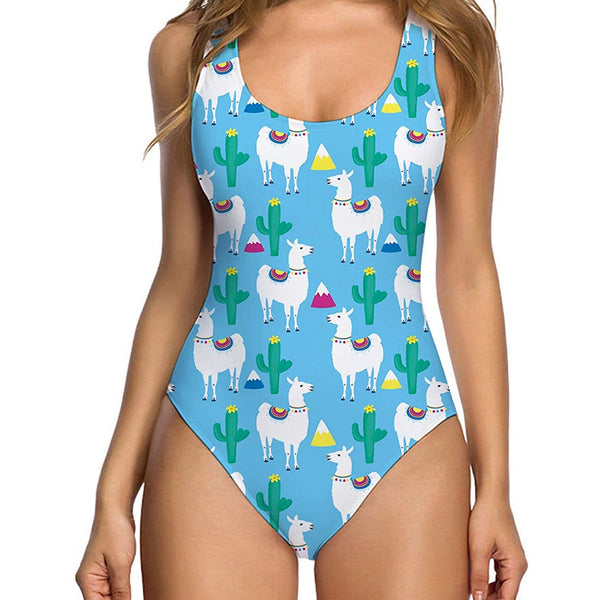 Cactus Llama Ugly One Piece Bathing Suit