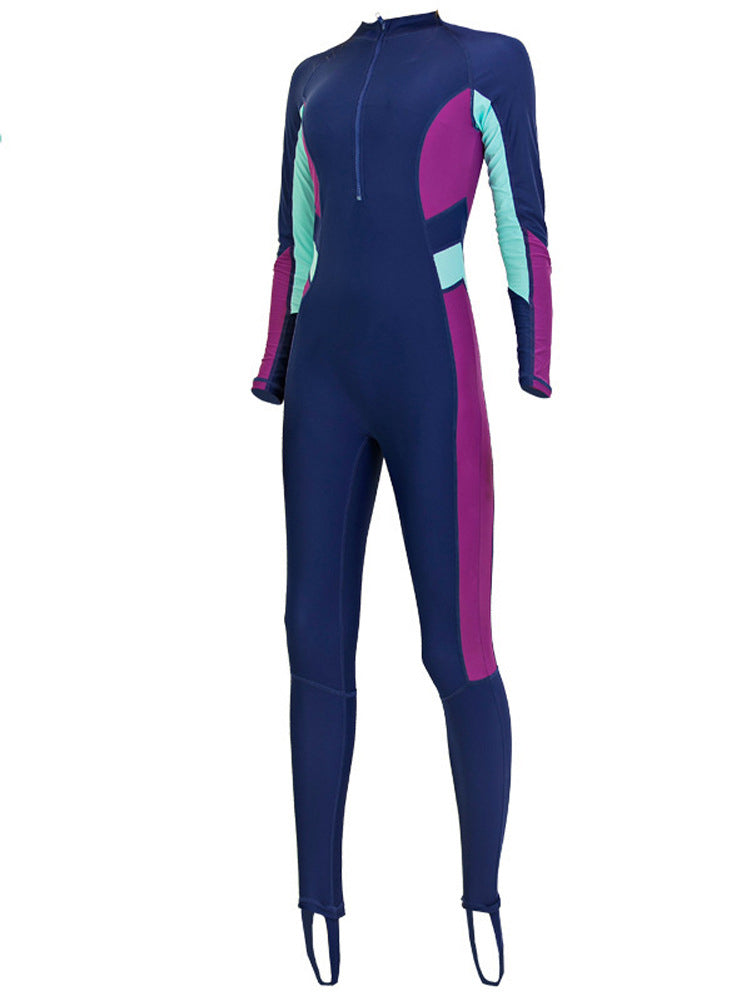 Blue & Purple Full Body One Piece Surf Swimsuit Rash Guard for Women