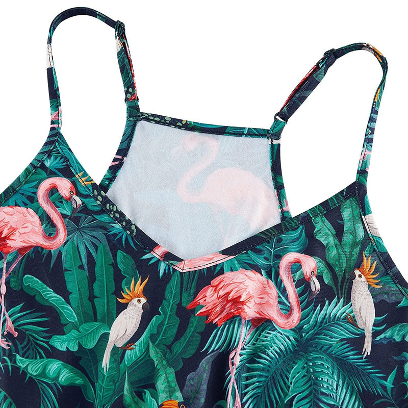 Parrots Flamingo Leaf Funny Romper for Women