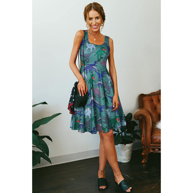 Dinosaur Green Funny Dress for Women