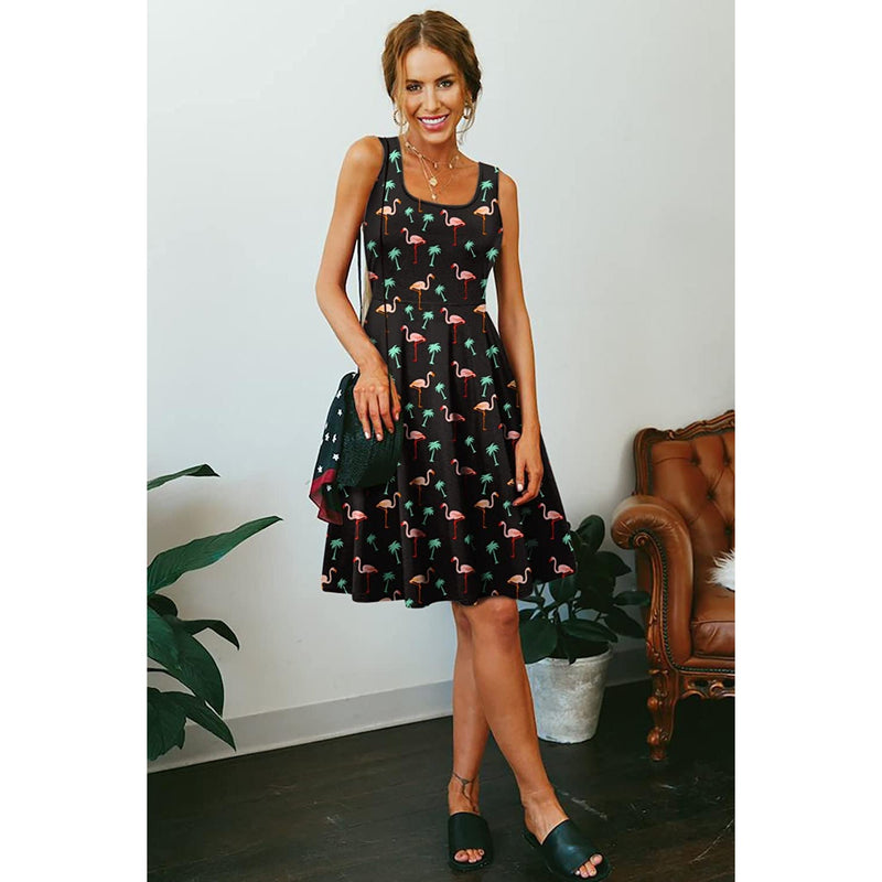 Flamingos Palm Tree Funny Dress for Women