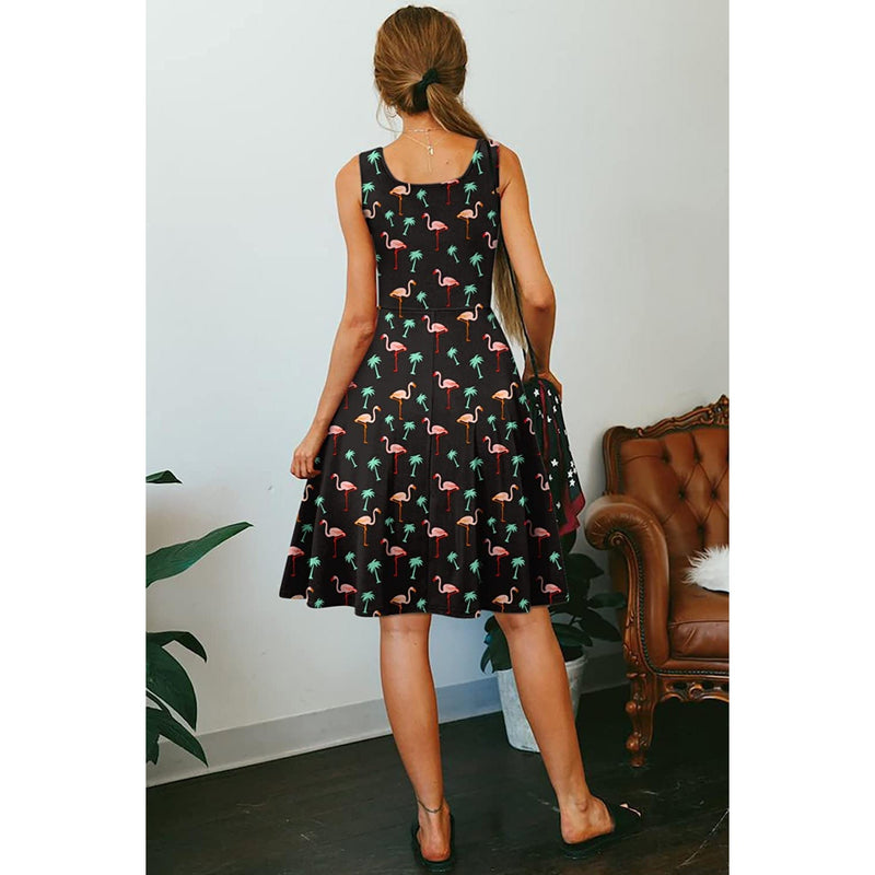 Flamingos Palm Tree Funny Dress for Women