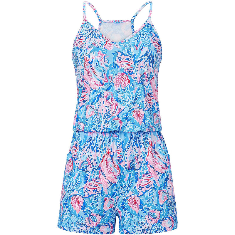 Blue Flowers Funny Romper for Women