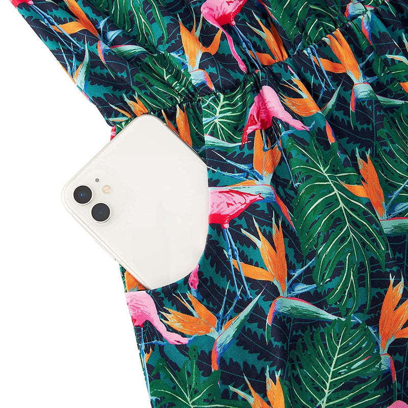 Green Leaf Flamingo Funny Romper for Women