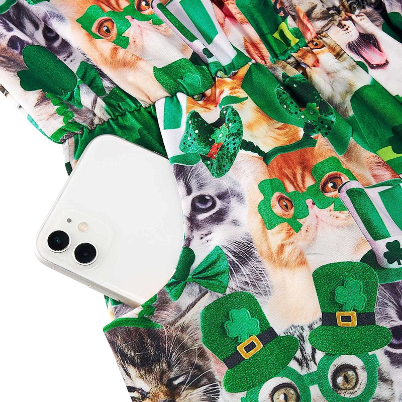 St Patrick's Day Cat Romper for Women