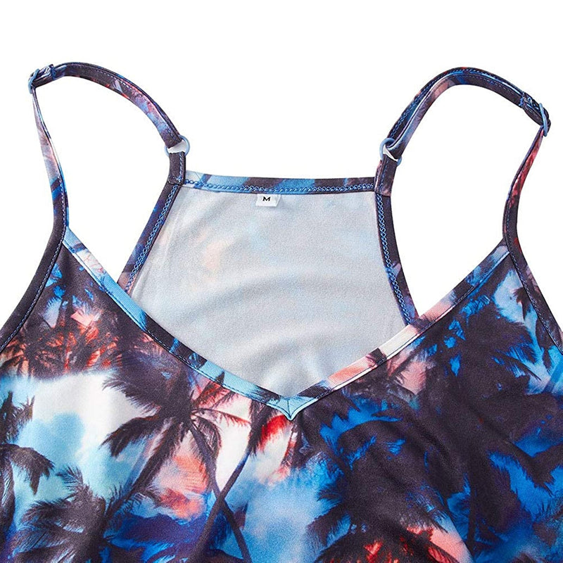 Blue Palm Tree Funny Romper for Women