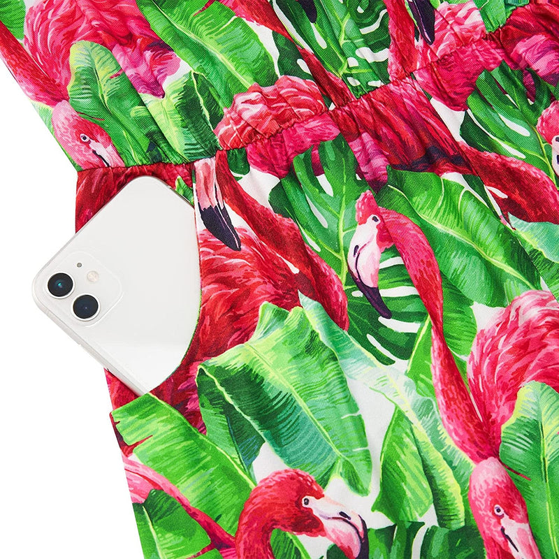 Banana Leaf Red Flamingo Funny Romper for Women